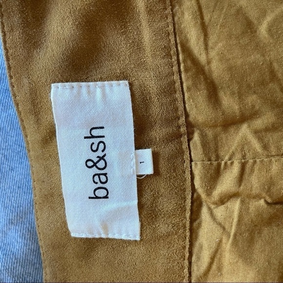 BA&SH Liam Belted Goat Suede Button Fly Shorts Camel Brown Size 1 US S/4 - Picture 11 of 15